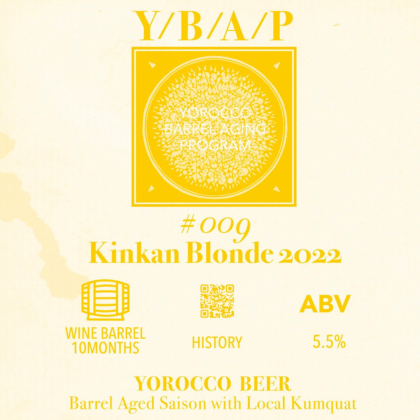 Yorocco Y/B/A/P #009 Kinkan Blonde 2022 Bottle 375ml　※お一人様１本まで
